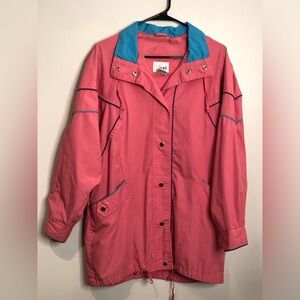 Vintage 80s 90s Mariel Coral Pink Oversized Snap Front Size Medium